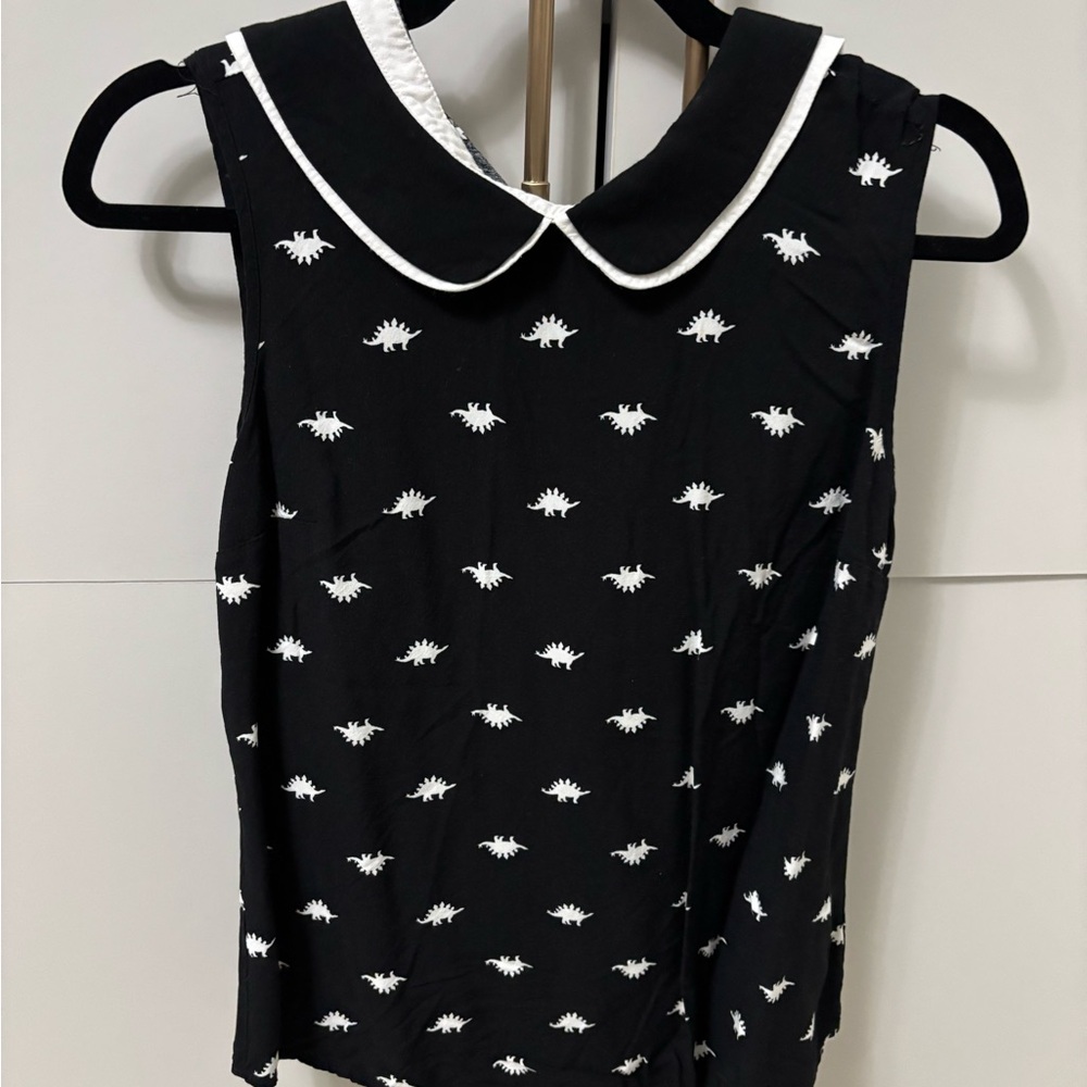 Modcloth Black and White Patterned Blouse with Collar